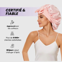 Venyra Nocta – Bonnet Rose en soie cheveux, soin protecteur nocturne
