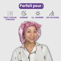 Venyra Nocta – Bonnet Rose en soie cheveux, soin protecteur nocturne