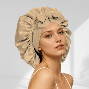 Venyra Nocta – Bonnet Champagne en soie cheveux, soin protecteur nocturne