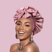 Venyra Nocta – Bonnet Rose en soie cheveux, soin protecteur nocturne