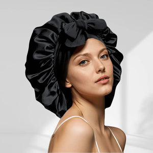 Venyra Nocta – Bonnet Noir en soie cheveux, soin protecteur nocturne